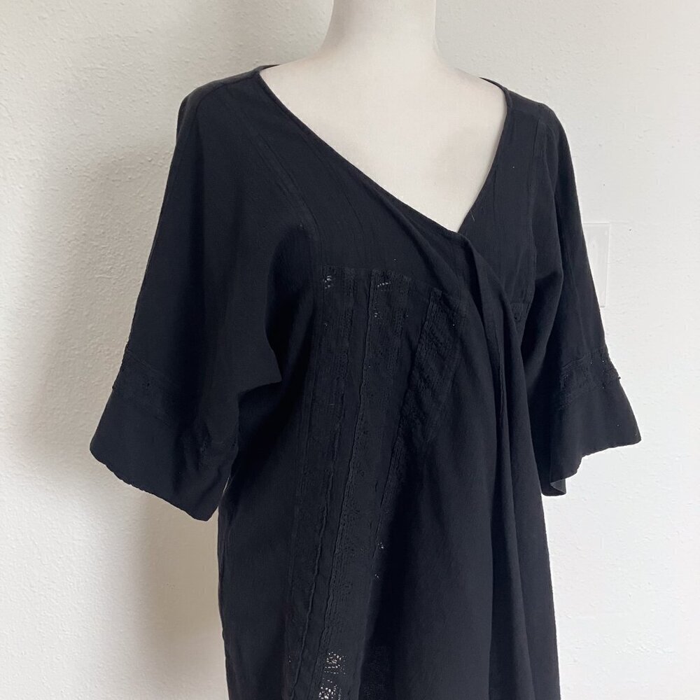 Dunes Relaxed Fashion 100% Cotton Black Open Cardigan Swimsuit Cover Up Large - Picture 6 of 12
